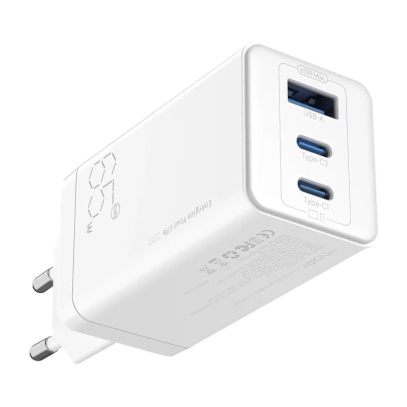 Зарядное устройство WiWU Vyvylabs Gan Fast Charger 65 Вт USB-A + 2 USB Type-C (GAN65EU-WH), белый