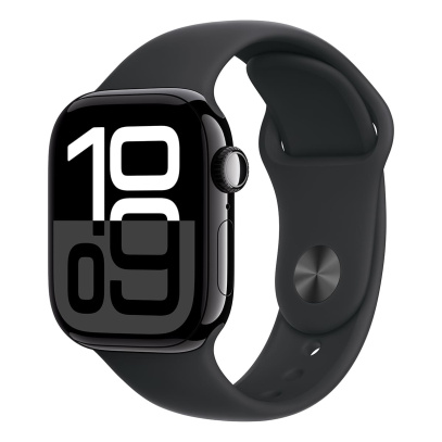 Apple Watch Series 10, 42 мм корпус из алюминия цвета «Jet Black», ремешок Sport Band размера M/L цвета «Black»