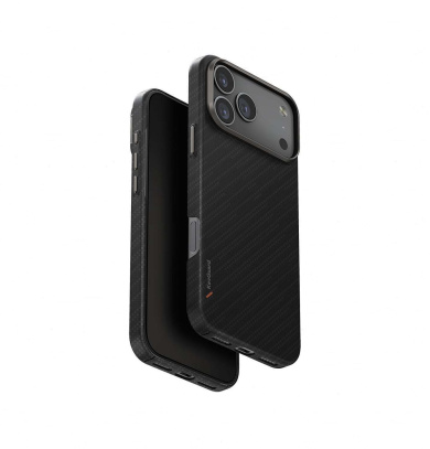 Чехол для iPhone 17 Pro Max с MagSafe UNIQ KEVA EDGE Full Kevlar (IP6.9P(2025)-KEVAEDMCBLK) Carbon Black, черный