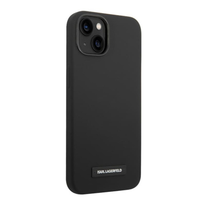 Чехол Karl Lagerfeld для iPhone 14 с MagSafe Liquid silicone Plaque logo Hard (KLHMP14SSLMP1K) Черный
