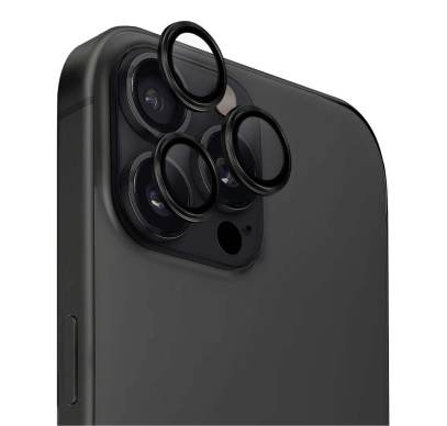 Защитное стекло для камеры iPhone 16 Pro/16 Pro Max UNIQ OPTIX Camera Lens AluGuard (IP6.3P-6.9P(2024)-ALENSBLK), Black