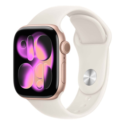 Apple Watch Series 11, 46 мм корпус из алюминия цвета «Rose Gold», ремешок Sport Band размера M/L цвета «Light Blush»