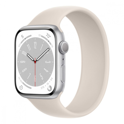 Apple Watch Series 8, 45 мм корпус из алюминия серебристого цвета, ремешок цвета «Starlight»