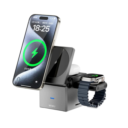 Док-станция WiWU Small Aquare 3в1 wireless charger (Wi-W030) Gray