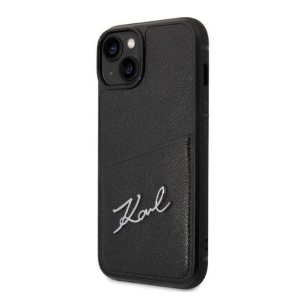 Чехол Karl Lagerfeld для iPhone 14 PU with Cardslot Signature logo Hard (KLHCP14SCSSK) Черный