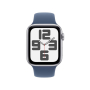 Apple Watch SE (2024), 40 мм корпус из алюминия цвета «Silver», ремешок Sport Band размера M/L цвета «Denim»