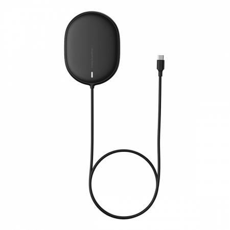 Беспроводное зарядное устройство 15w Baseus Light Magnetic Wireless Charger, Type-C кабель 1,5 м (WXQJ-01) Black, черный