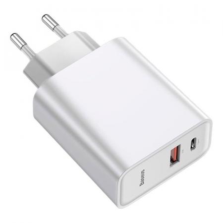 Зарядное устройство USB Type-C с кабелем Baseus Quick Charge 30 Вт Speed Series разъем USB Type-C (TZCAFS-A02), белый