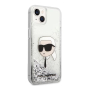 Чехол Karl Lagerfeld для iPhone 15 Liquid Glitter NFT Karl head Hard (KLHCP15SLNKHCH) Серебристый