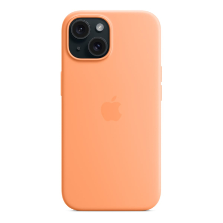 Чехол Silicone Case для Apple iPhone 15 с MagSafe  Orange Sorbet, оранжевый