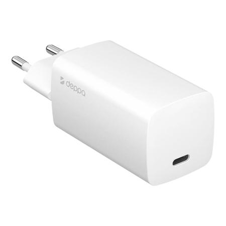 Зарядное устройство Deppa Wall Charger GaN USB Type-C, PD 3.0, 65 Вт, GaN (11433), белый