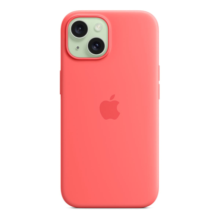 Чехол Silicone Case для Apple iPhone 15 с MagSafe Guava, розовый