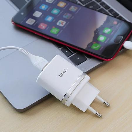 Зарядное устройство hoco. Smart QC3.0 Charger USB 18 Вт (C12Q), белый