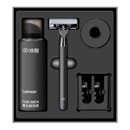 Набор для бритья Xiaomi пена, подставка, бритвенный станок Lemon H300-6 Черный