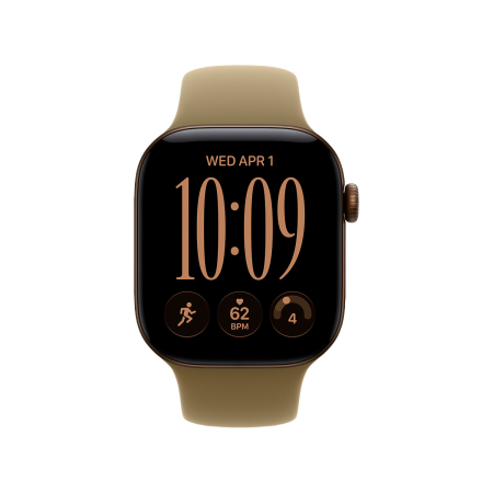 Apple Watch Series 12, 42 мм корпус из алюминия цвета «Dark Bronze», ремешок Sport Band размера S/M цвета «Olive»