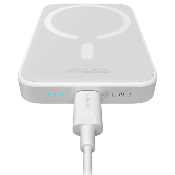 Внешний аккумулятор Baseus Magnetic Mini Wireless Fast Charge Overseas Editionc power bank с поддержкой беспроводной зарядки 6000mAh 20W (PPCX100502) Белый