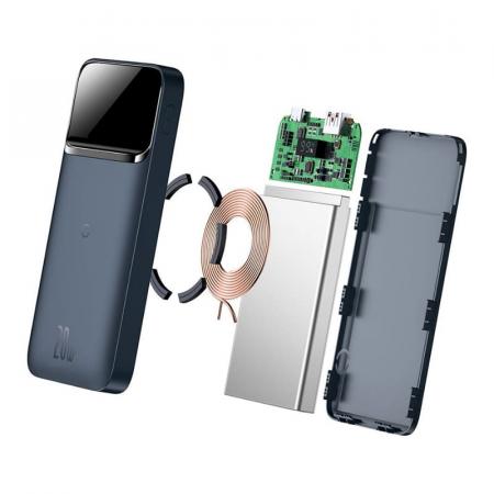 Портативный аккумулятор Baseus Magnetic Wireless Quick Charging Power Bank 10000mAh 20W PPMT-03 (PPCXW10-X) Синий