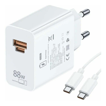 Зарядное устройство Huawei Super Charger PD Adapter 88 Вт USB-A + USB Type-C, белый