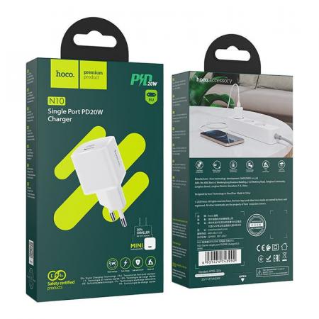Зарядное устройство hoco. Starter USB Type-C 20 Вт (N10), белый