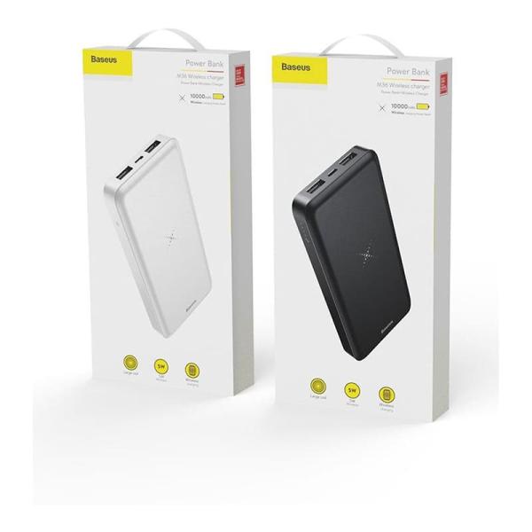 Внешний аккумулятор с функцией беспроводной зарядки Baseus M36 10000mAh (PPALL-M3602) Белый