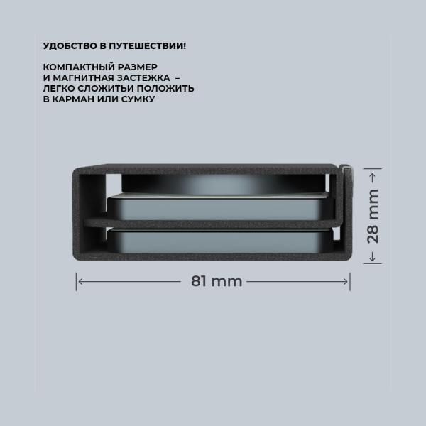 Беспроводная зарядная станция Deppa 3в1 Crystal MagSafe Fold Travel QI складная (23153) Black, черный