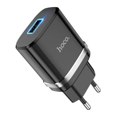 Зарядное устройство hoco. USB Indicator single port safety charger (N1), черный