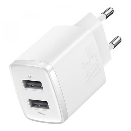 Зарядное устройство Baseus Compact Charger 2 USB-A 10,5 Вт CCXJ010202 (CCCP10UE), белый