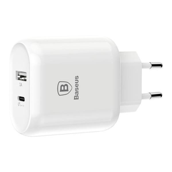 Зарядное устройство USB Type-C с кабелем Baseus (2 USB) Quick Charge 32 Вт 5V/9V/12V Bojure Series разъем Lightning (TZTUN-BJ02), белый