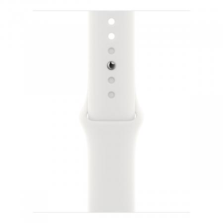 Apple Watch Series 8, 41 мм корпус из алюминия цвета «Silver», ремешок Sport Band размера S/M цвета «White»