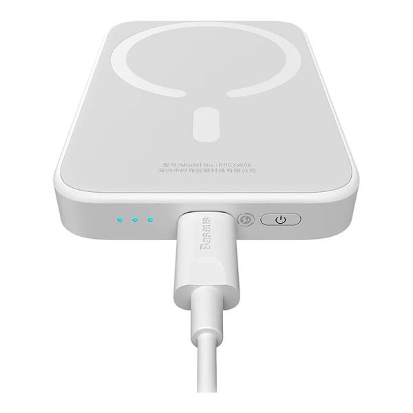 Внешний аккумулятор Baseus Magnetic Mini Wireless Fast Charge power bank с поддержкой беспроводной зарядки 6000mAh 20 Вт (PPCXM06A) Белый