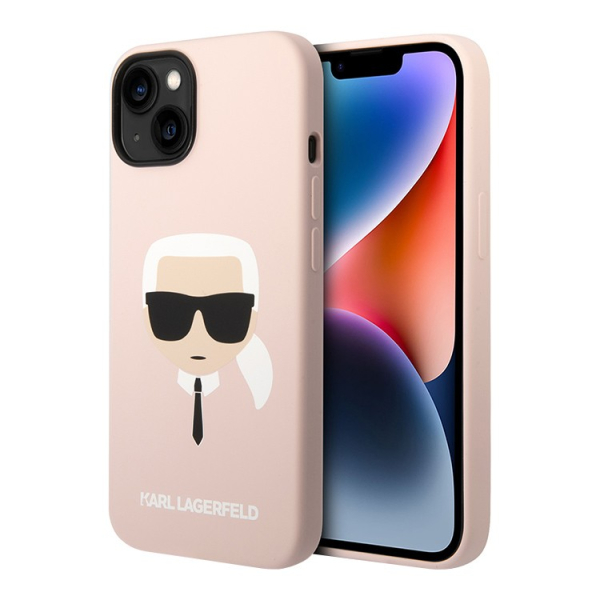 Чехол Karl Lagerfeld для iPhone 14 с MagSafe Liquid silicone Karl's head Hard (KLHMP14SSLKHLP) Розовый