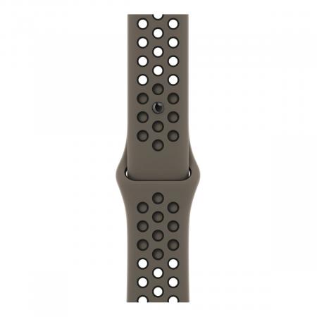 Apple Watch Nike SE (2022), 44 мм корпус из алюминия цвета «Starlight», ремешок Nike Sport Band размера S/M цвета «Olive Grey/Black»