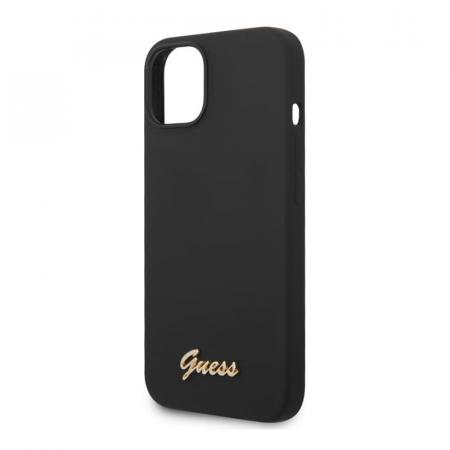 Чехол Guess для iPhone 14 Plus Liquid silicone Gold metal logo Hard (GUHCP14MSLSMK) Черный