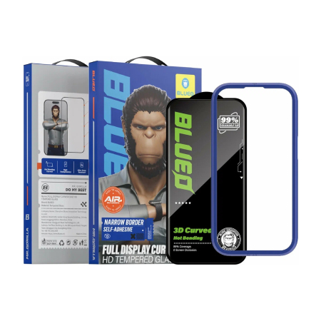 Защитное стекло для iPhone 17 Pro/17/16 Pro BlueO Self-Adhensive +installer 3D (BL067) Black, чёрный