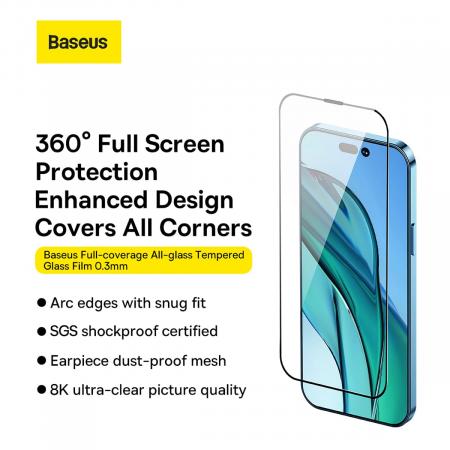 Стекло для iPhone 14 Pro Max Baseus All-glass Dust-proof 1шт +FastStick (SGBL230302) Прозрачный/Черный