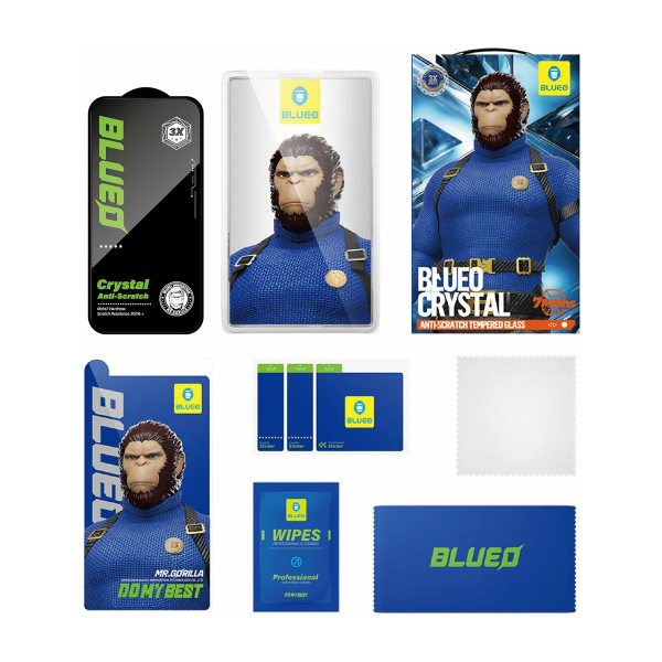 Защитное стекло для iPhone 17 Pro Max/16 Pro Max BlueO Anti-Scratch +installerPro (BL036) Black, чёрный