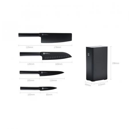 Набор Xiaomi Knife 4 ножа с подставкой (HU0076) Черный