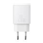Зарядное устройство Baseus Compact Quick Charger USB-A + USB Type-C 20 Вт EU (CCXJ-B02), белый