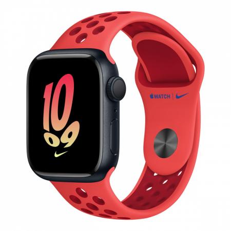 Apple Watch Nike Series 8, 41 мм корпус из алюминия цвета «Midnight», ремешок Nike Sport Band размера S/M цвета «Bright Crimson/Gym Red»