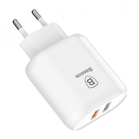 Зарядное устройство USB Baseus 2 USB Quick Charge 23 Вт Bojure Series (CCALL-AG02), белый