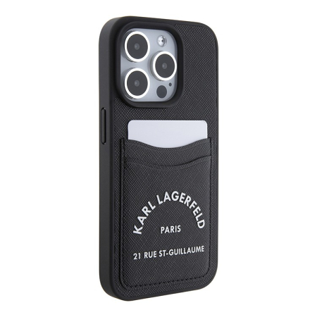 Чехол Karl Lagerfeld для iPhone 15 Pro Max Cardslot PU Saffiano RSG 3D rubber logo Hard (KLHCP15XSAPRSGK) Черный