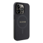 Чехол Guess для iPhone 15 Pro с MagSafe PU Saffiano with metal logo Hard (GUHMP15LPSAHMCK) Черный