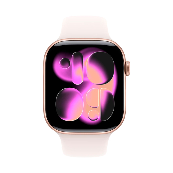 Apple Watch Series 11, 42 мм корпус из алюминия цвета «Rose Gold», ремешок Sport Band размера S/M цвета «Light Blush»