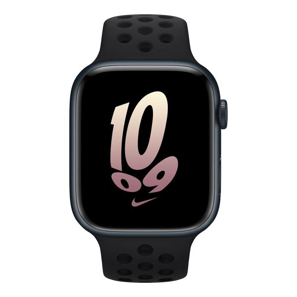 Apple Watch Nike Series 8, 45 мм корпус из алюминия цвета «Midnight», ремешок Nike Sport Band размера S/M цвета «Black/Black»