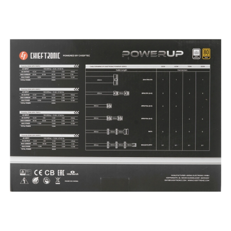 Блок питания Chieftec Chieftronic PowerUp (GPX-850FC) Gold, 850 Вт Чёрный