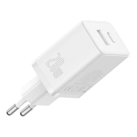 Зарядное устройство Baseus Cube Fast Charger USB-A + USB Type-C 20 Вт EU Moon (P10111403213-00), белый