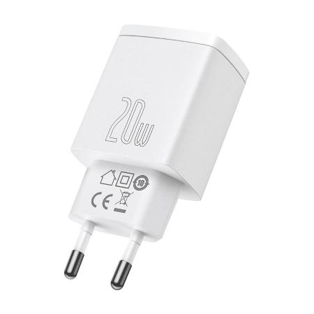 Зарядное устройство Baseus Compact Quick Charger USB-A + USB Type-C 20 Вт EU (CCXJ-B02), белый