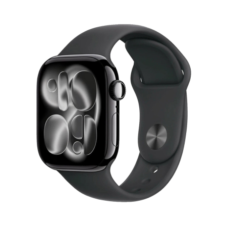 Apple Watch Series 11, 42 мм корпус из алюминия цвета «Jet Black», ремешок Sport Band размера S/M цвета «Black»