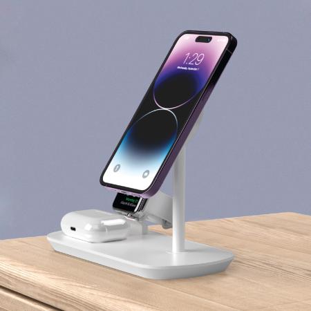 Беспроводная зарядная станция Deppa 3в1 MagSafe iPhone, Apple Watch, Airpods (23155) White, белый