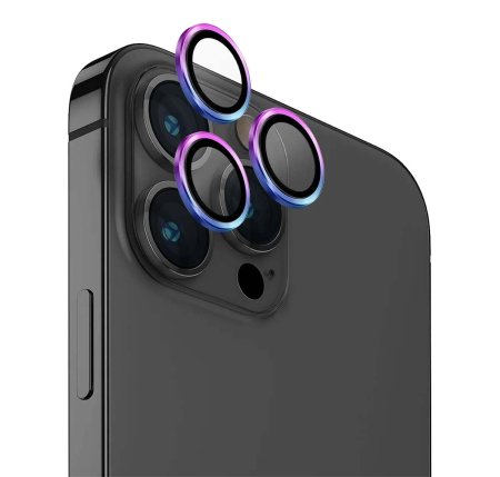 Стекло для iPhone 15 Pro UNIQ OPTIX Camera Lens protector Aluminium (IP6.1P(2023)-ALENSIRD) Iridescent